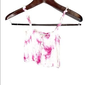 Cotton Candy LA• pink white tie dye ruched crop tube top